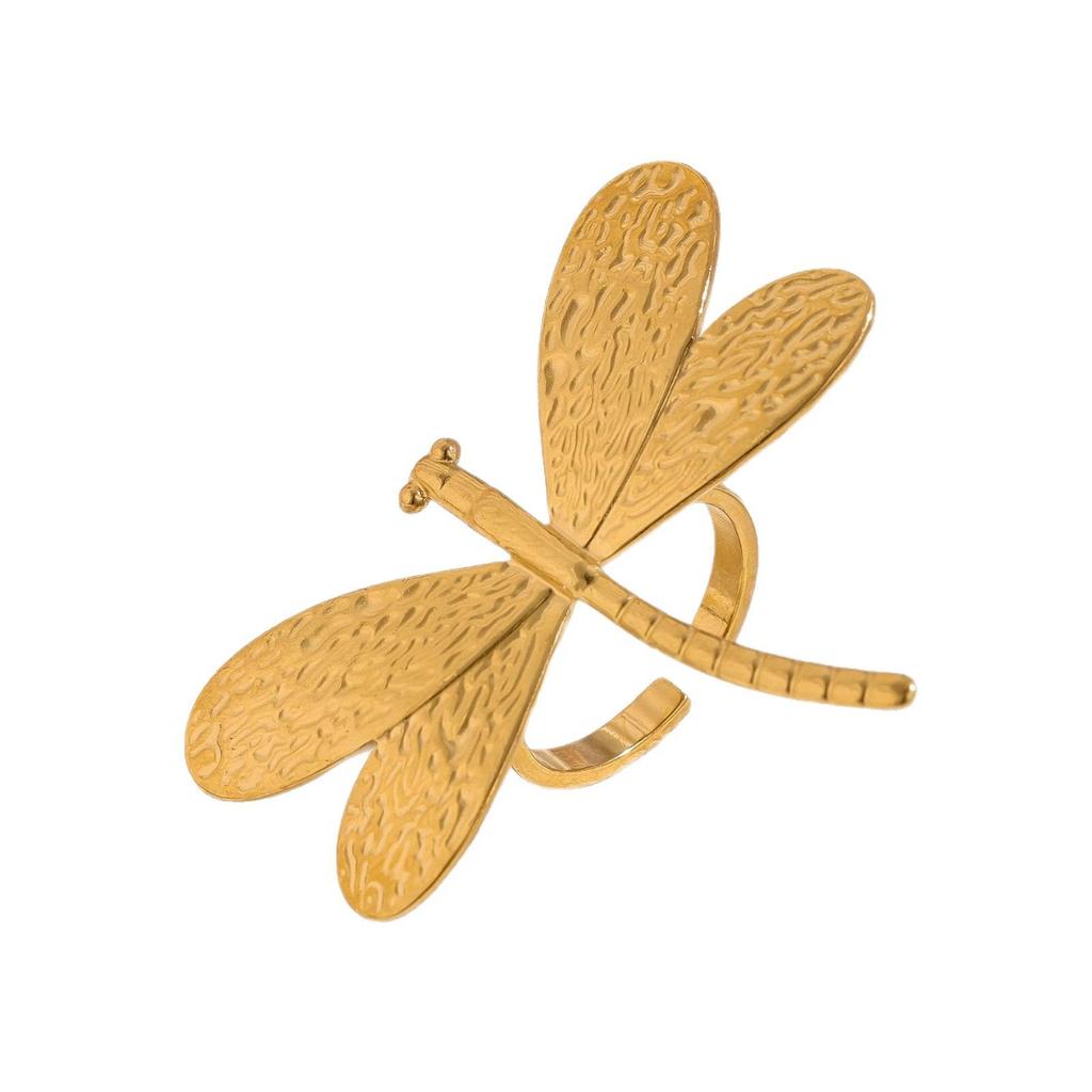 Americký Retro Nerezový Prsten s Vážkou - Geometrický, Univerzální, Vysoce Módní pro Ženy