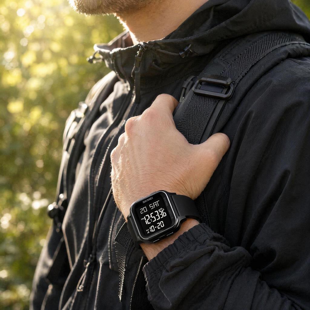 Men's Digital Watch SKMEI Square 50M Waterproof School 1858