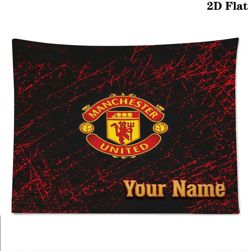 Manchester United F Custom Name Wall Tapestry Aesthetic Wall Hanging Printed Fabric Blanket Decorative Tapestries for Bedroom Living Room Home Decor
