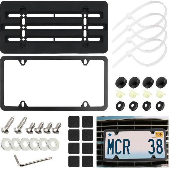 Licence Plate Frame Holder,Practical No Drill Front License Plate Bracket For License Plates Fixing,Universal Front Licenses Plates Mount Car