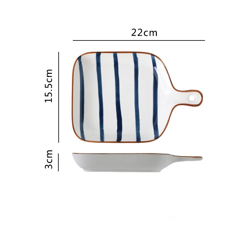 Ceramic Phnom Penh Baking Dish, Salad Bowls, Barbecue Cheese Baked Bowl with Handle, Oven Kitchen Baking Tool, Snack Ceramic Pla
