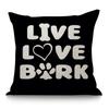 Black Love Letter Pattern Cushion Cover Dog Palm Punk Style Cotton Linen Office Sofa Decorative Throw Pillow Case Cojines