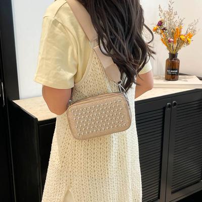 Diamond-encrusted Texture and Fashionable Temperament 2025 New Large-capacity Casual Broadband Single Shoulder Crossbody Small Square Bag Women
