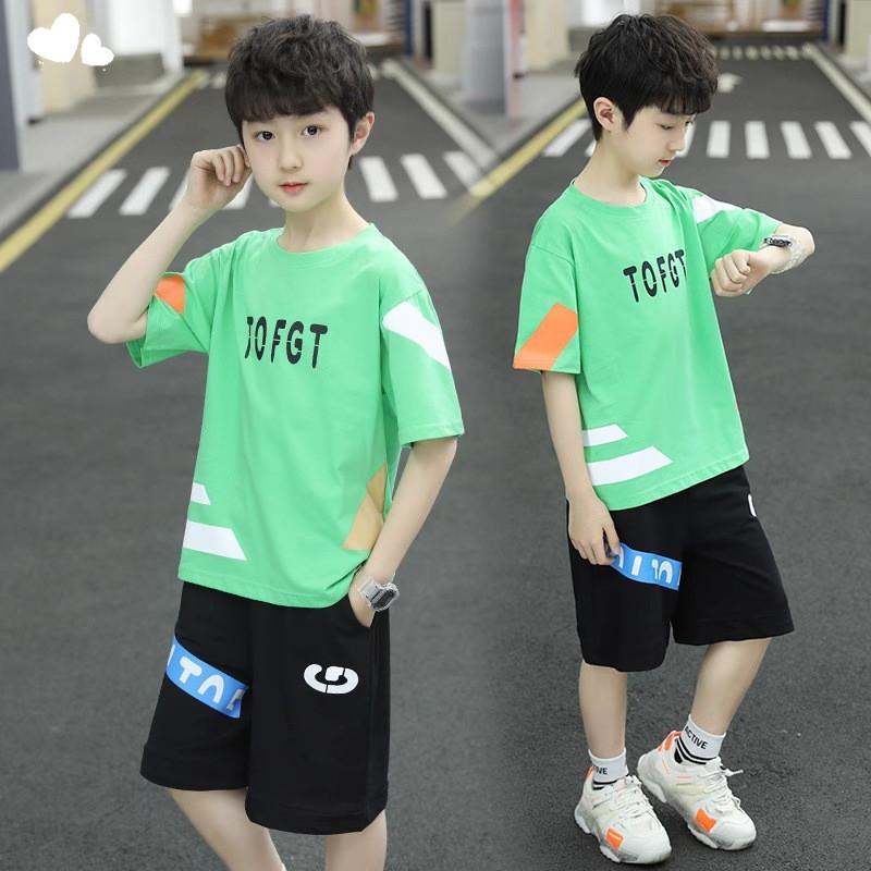 Boys' clothing set, sporty, fashionable, handsome short sleeved T-shirt