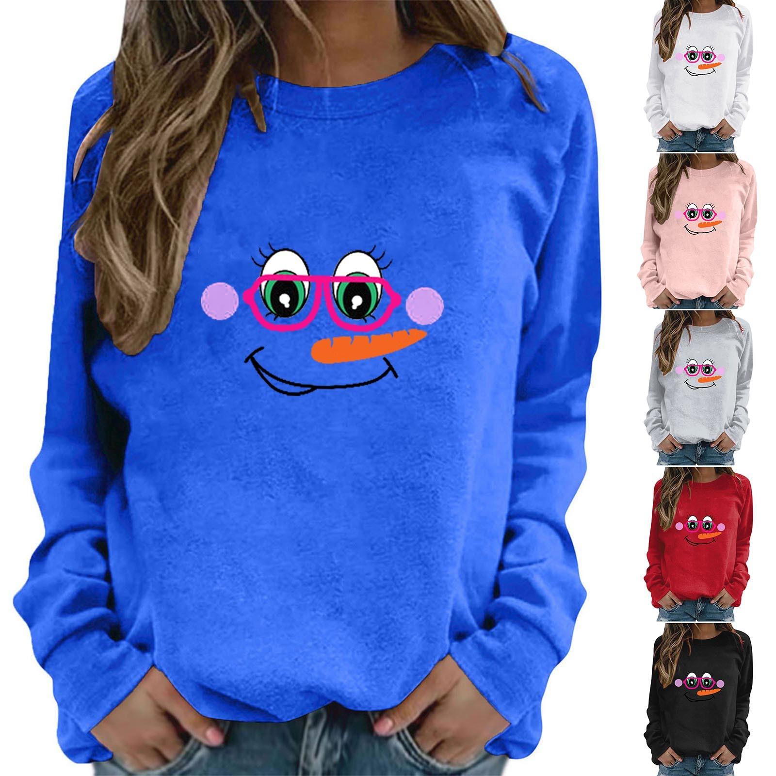 

Женские топы с круглым вырезом и длинными рукавами, рождественский милый свитер с принтом