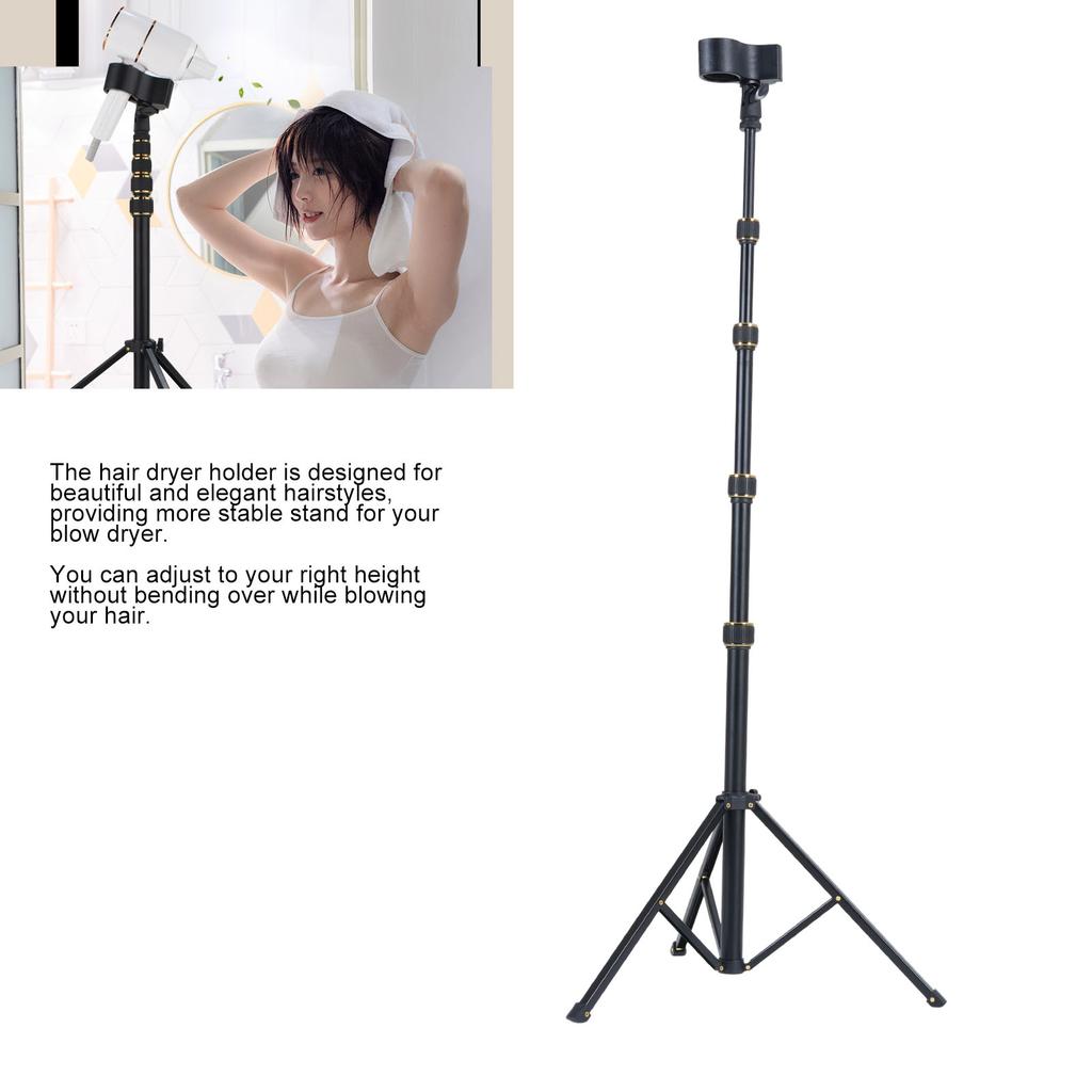 Hair Dryer Stand 23.62-76.77 Inch Adjustable Floor Blow Dryer Holder with Tripod Clip Bag for Salons Home Use