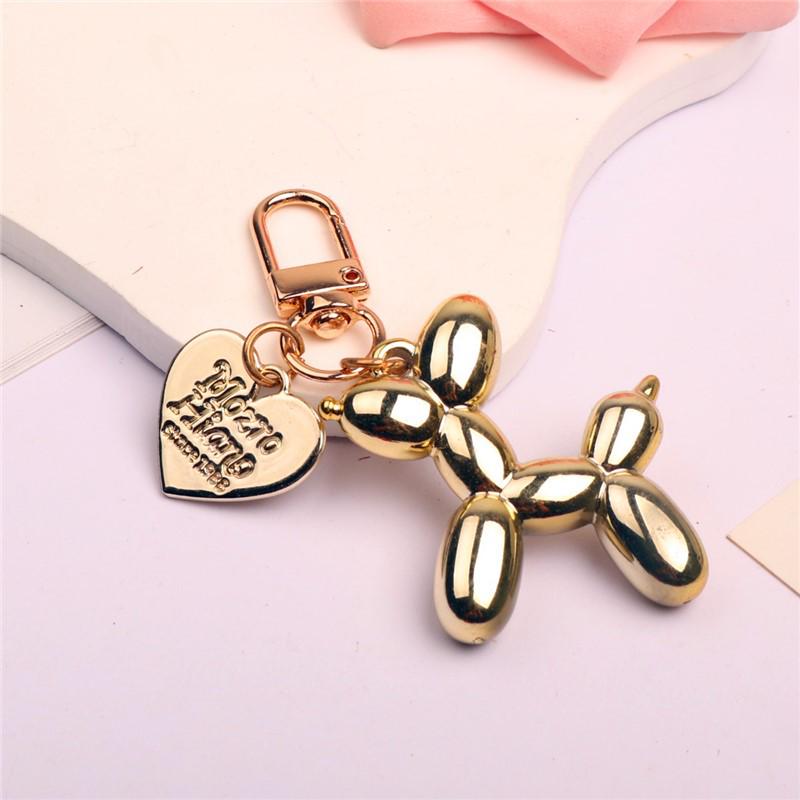 Balloon Dog Keychain Alloy Heart DIY Phone Case & AirPods Protective Earphone Case Pendant.