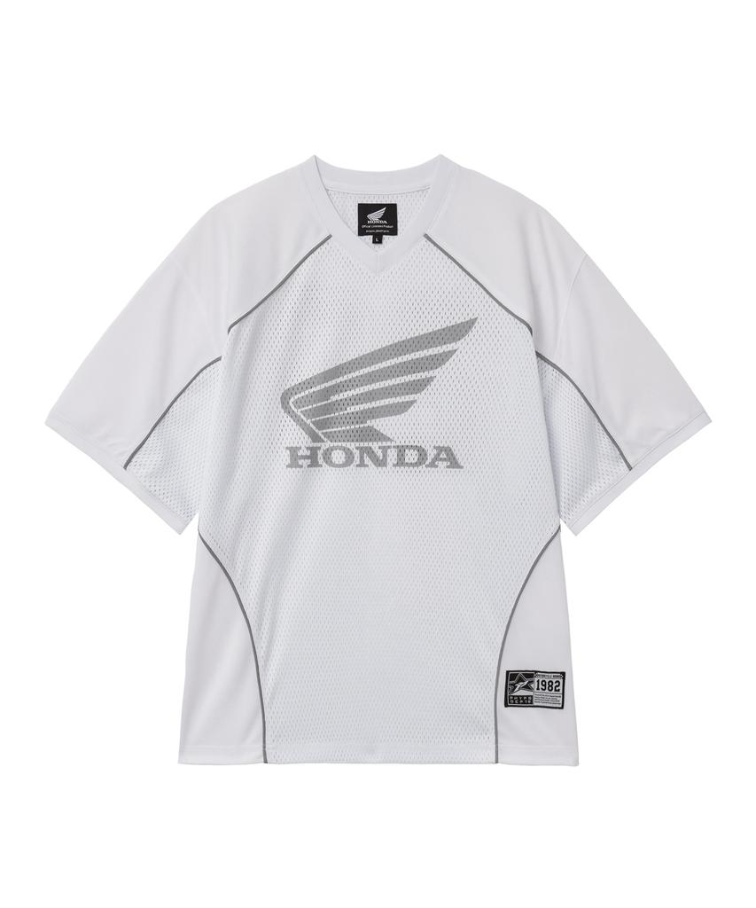 PHYPS MOTORCYCLE Mesh Piping Block Motorcycle Short Sleeve White