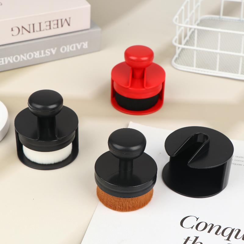 Ergonomics Round Handle Brush With Storage Racks For Car Lnterior Cleaning And Blush And Loose Powder Brush