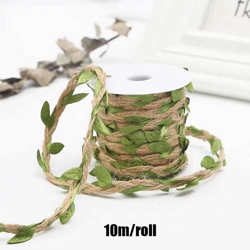 Simulated Green Leaf Hemp Rope for Home Decoration Pastoral Forest Hemp Rope Packaging Rope DIY Simulation Decoration Rattan