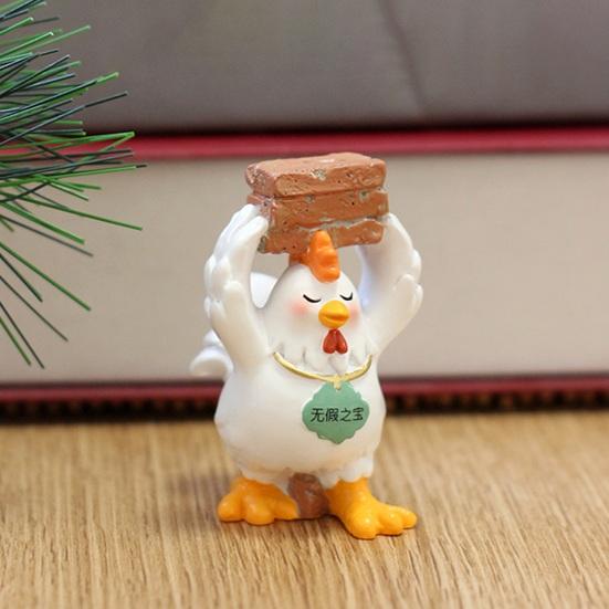 Kycklingprydnad Kompakt Storlek Harts Skrivbordsdekoration Helande Emotionell Powerbank Kycklingfigur Heminredning