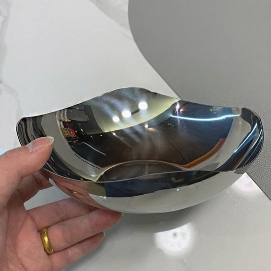Salad Bowl 304 Stainless Steel Food Grade Large Capacity Smooth Surface Scratch Resistant Fruit Candy Snack Storage