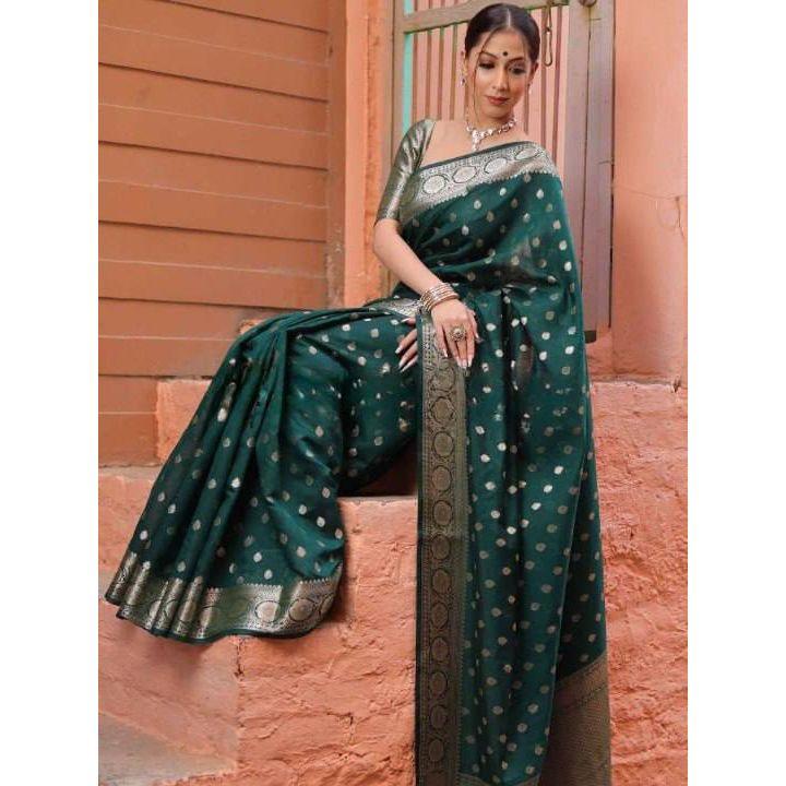 Elegant Ethnic Wear - Soft Lychee Silk Designer Saree