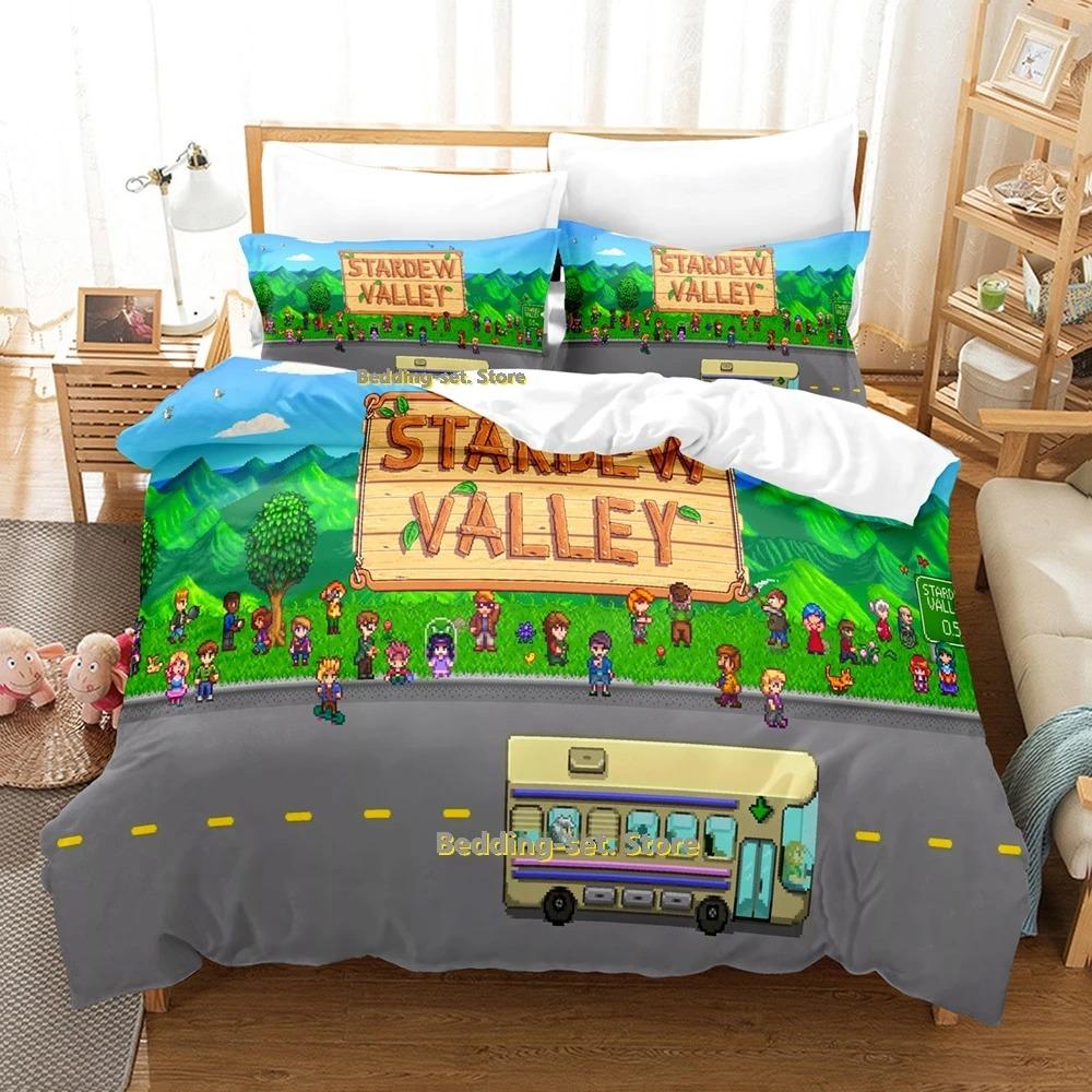 Stardew Valley Bedding Set Single Twin Full Queen King Size Bed Set Adult Kid Bedroom Duvetcover Sets Game Bed Sheet Set