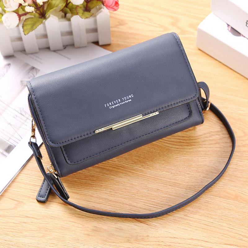 Damen Umhängetasche Mehrere Fächer Reißverschluss Kunstleder Große Kapazität Münzfach Einfarbig Handy Clutch Geldbörse Täglicher Gebrauch