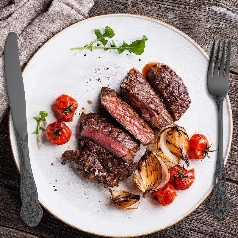 Royal Tableware Set Embossed Retro Stainless Steel Knife, Fork, Spoon Hotel Western Food Knife, Fork CST