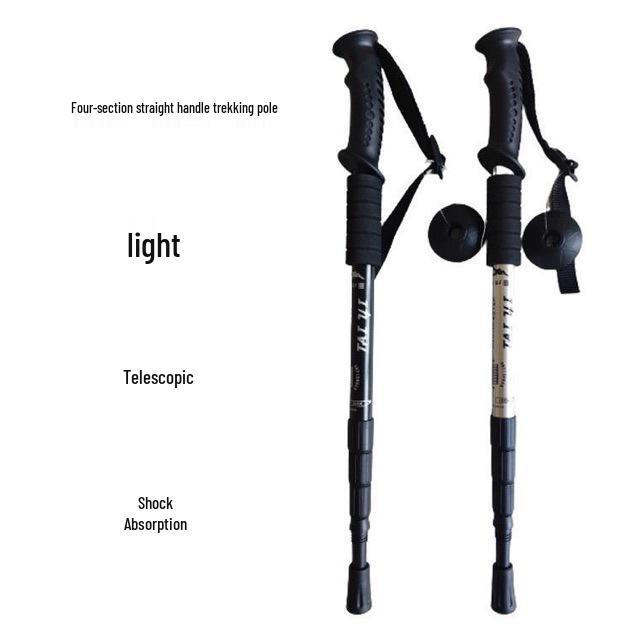 4-Section Aluminum Alloy Trekking Pole – Straight Handle for Hiking, Climbing & Travel