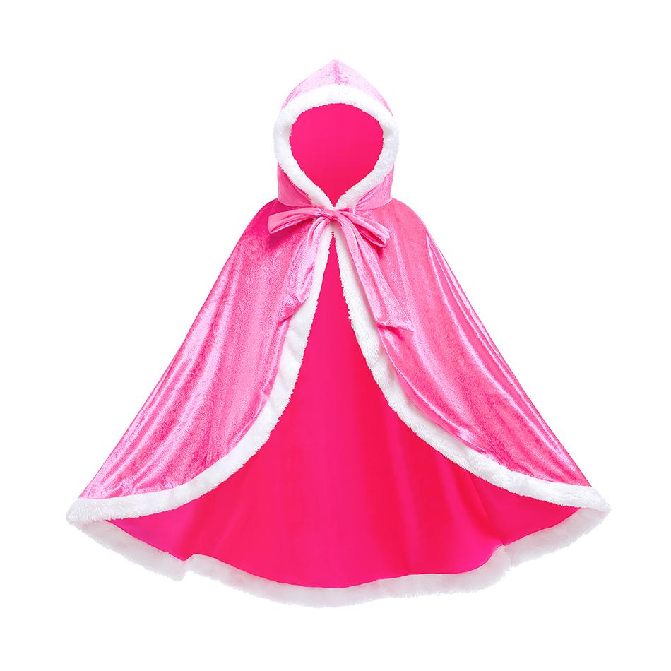Mantello con Cappuccio da Principessa per Bambine Abbigliamento Invernale per Bambini Mantello Festa di Natale Halloween Costume Cosplay per Bambini Blu Viola Giallo Rosso