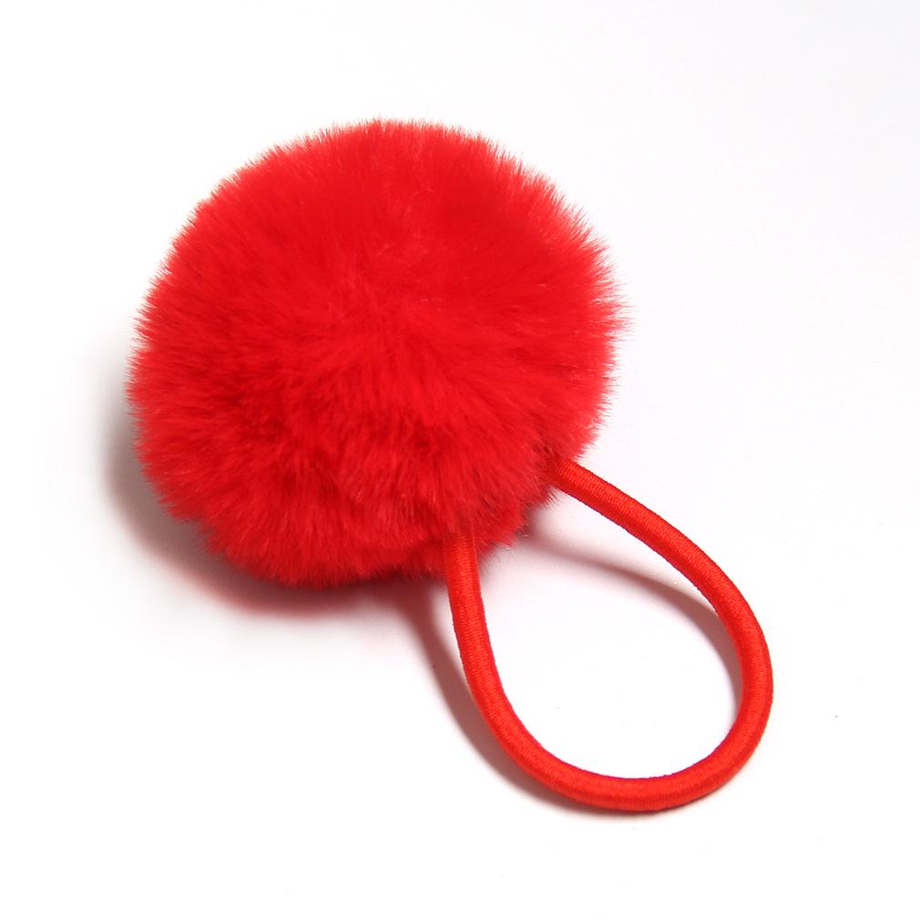 Imitation Rex Rabbit Fur Scrunchie: Cute, Versatile Pom-Pom Elastic Hair Tie In Matching Colors