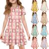 Girl Summer Dress Color & Print Short Sleeve Dress With Pocket Casual Dress Shorts Sleeve Party Dress Easter Day
