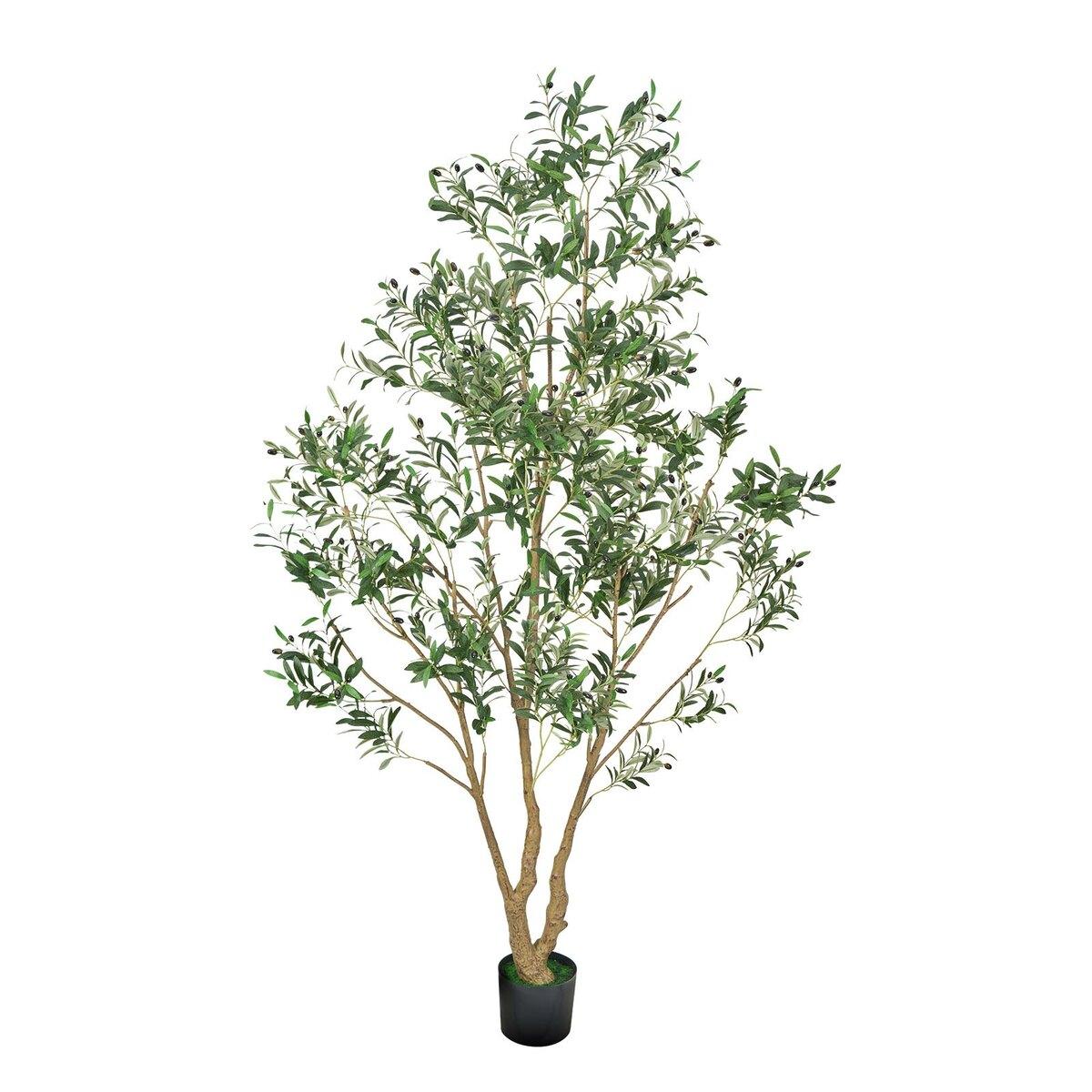 Arbre d'Olivier Artificiel 240cm Grande Plante Factice avec Pot pour Maison Bureau