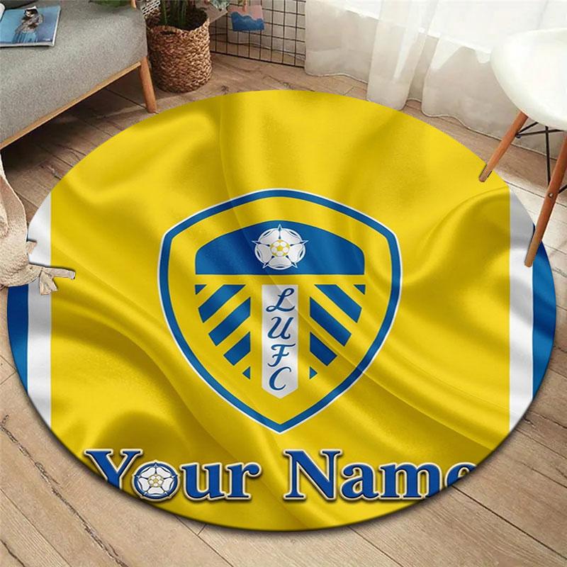 Leeds United Custom Name Round Area Rug,Carpet Rug for Living Room Bedroom Sofa Playroom Decor,Non-slip Floor Mat