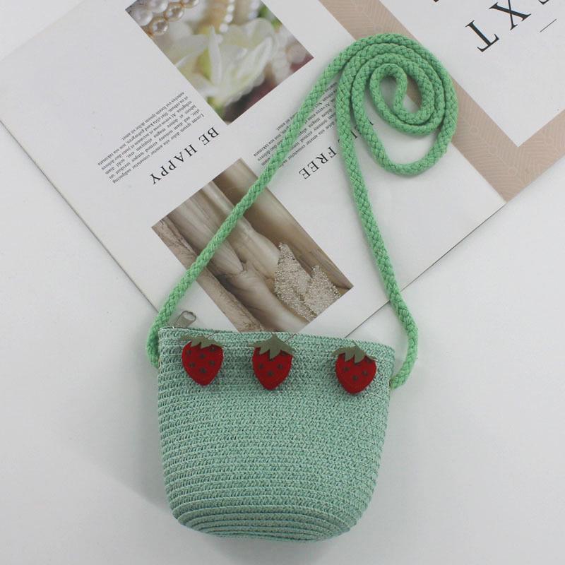 2025 Cute Summer Kids' Mini Woven Wheat Straw Crossbody Beach Bag
