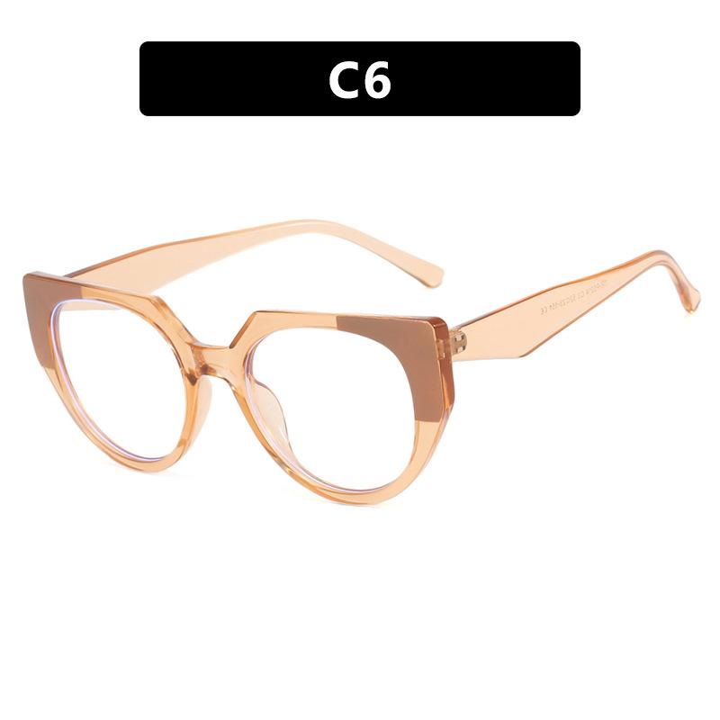 Color matching cat eye irregular flat mirror simple anti-blue TR glasses frame European and American ins glasses frame women