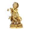 Ashtadhatu Brass Lord Krishna With Cow Religious Idol, Gold, Brass - 5 Inch