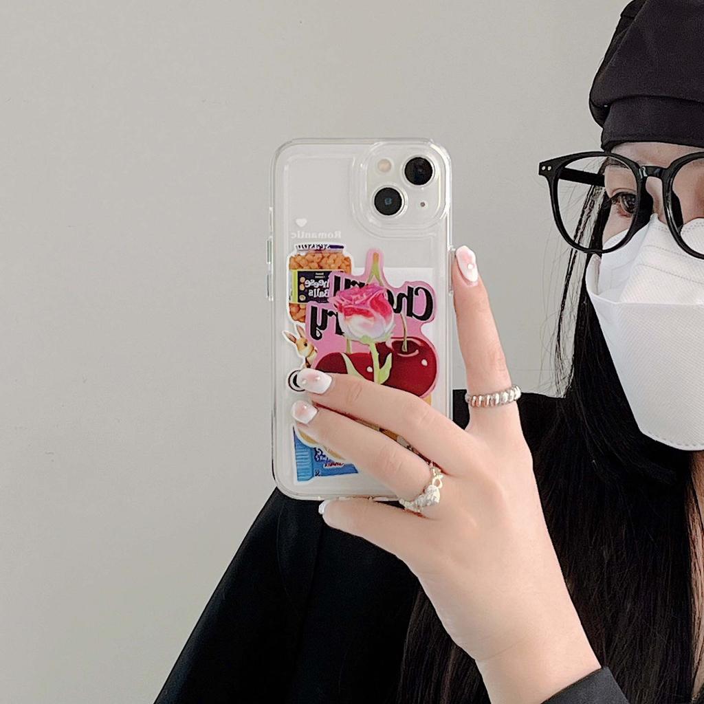 Ins Kirsche Kaninchen Cartoon Schöne Telefon Fall Für Iphone X Xr 11 13 Pro Max Xsmax 12 14 Promax Plus Cartoon label Abdeckung Capa