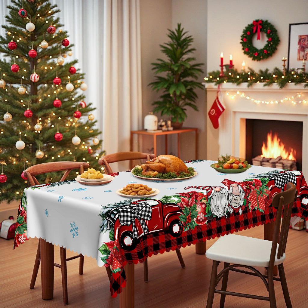Christmas Tablecloth, European Red Grid Dining Table Cloth, Polyester Cartoon Coffee Table Tablecloth, Large Quantity Discount