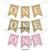Adorable First Birthday Pennant Banners Burlap Highchair Swallowtail Flag Jewelry for Baby Photo Shoots and Parties