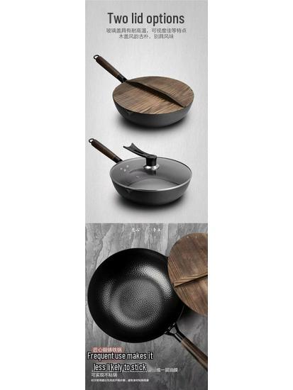 Zhangqiu Handmade Non-Stick Iron Wok, Flat-Bottom for Induction & Gas Cookers