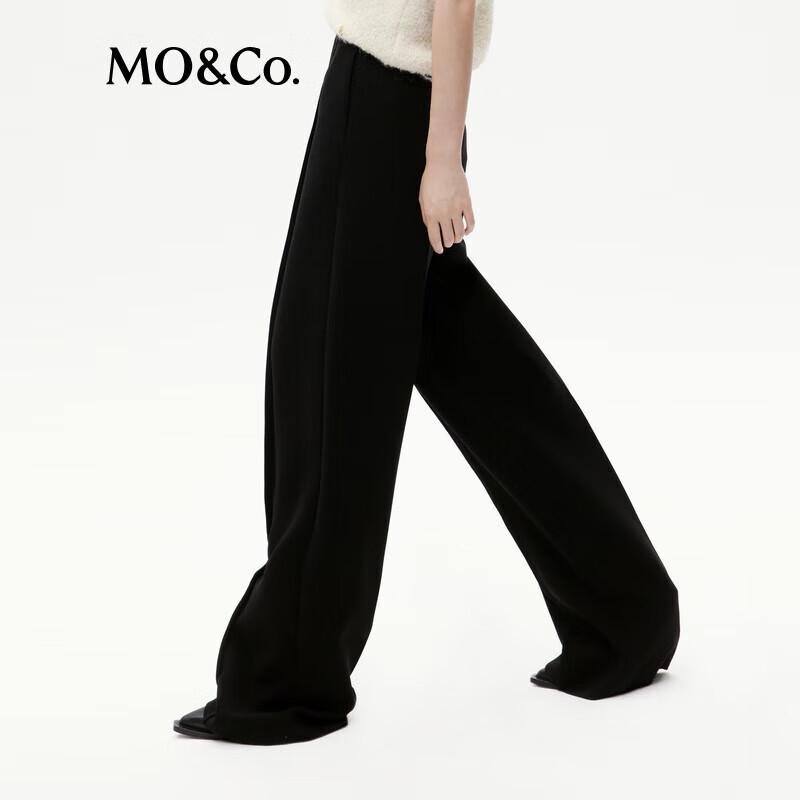 MO&Co. Acetate Blend High-Waist Wide-Leg Trousers