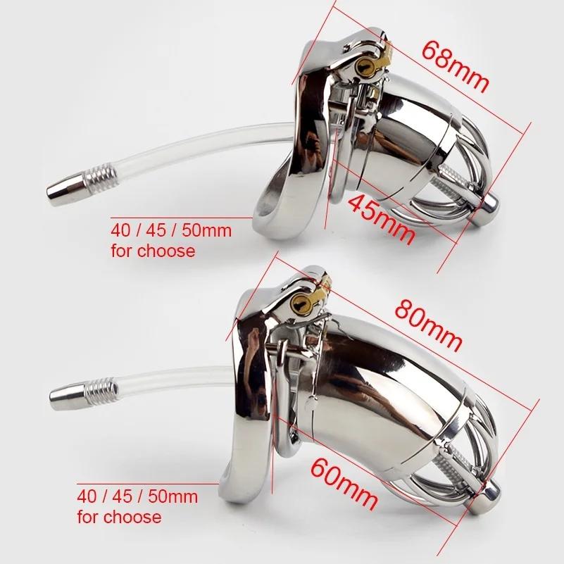 Stainless Steel Male Chastity Cock Cage Urethral Lock Penis Ring Dick Bondage Belt Sounds Catheter Erotic Sex Toys for Men 18+