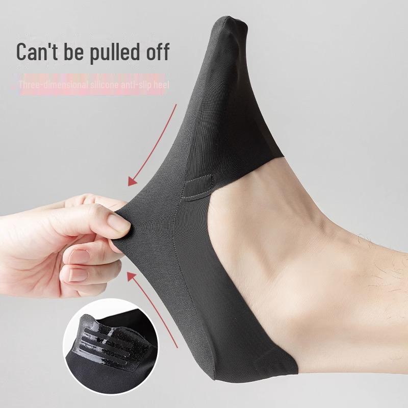 „Męskie niewidoczne, antypoślizgowe skarpetki żeglarskie z jedwabiu lodowego – cienkie, letnie, z płytkim łączeniem”