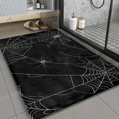 Halloween Spider Mat Non Slip Doormat Living Room Bedroom Kitchen Mat Polyester Easy Care Home Decor Rug Soft Carpet