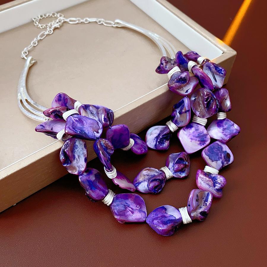 European and American color acrylic shell beaded necklace design sense collarbone chain exaggerated necklace women