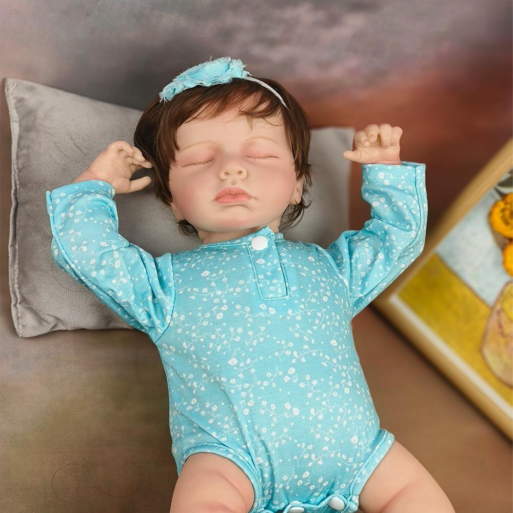 Handmade 3D Painted Skin Reborn Baby Doll LouLou 19''49cm Soft Touch Cloth Body Simulation Doll with Rooted Hair Realistic Sleeping Bebe Newborn Dolls