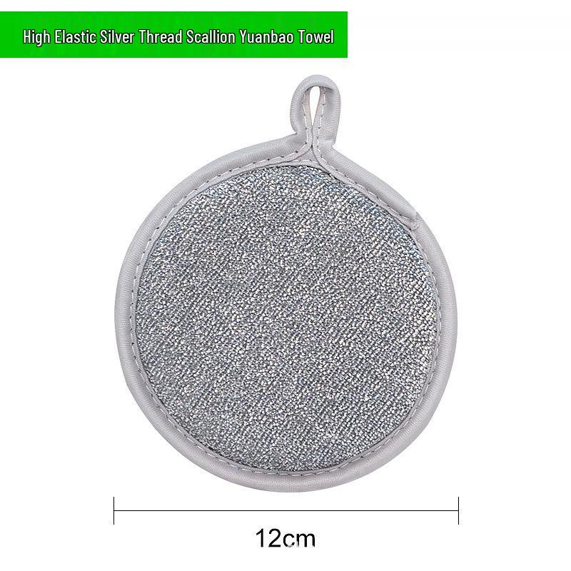 Двусторонний серебристый шерстяной скруббер - Мягкая кухонная губка, не царапающая поверхность No Packaging