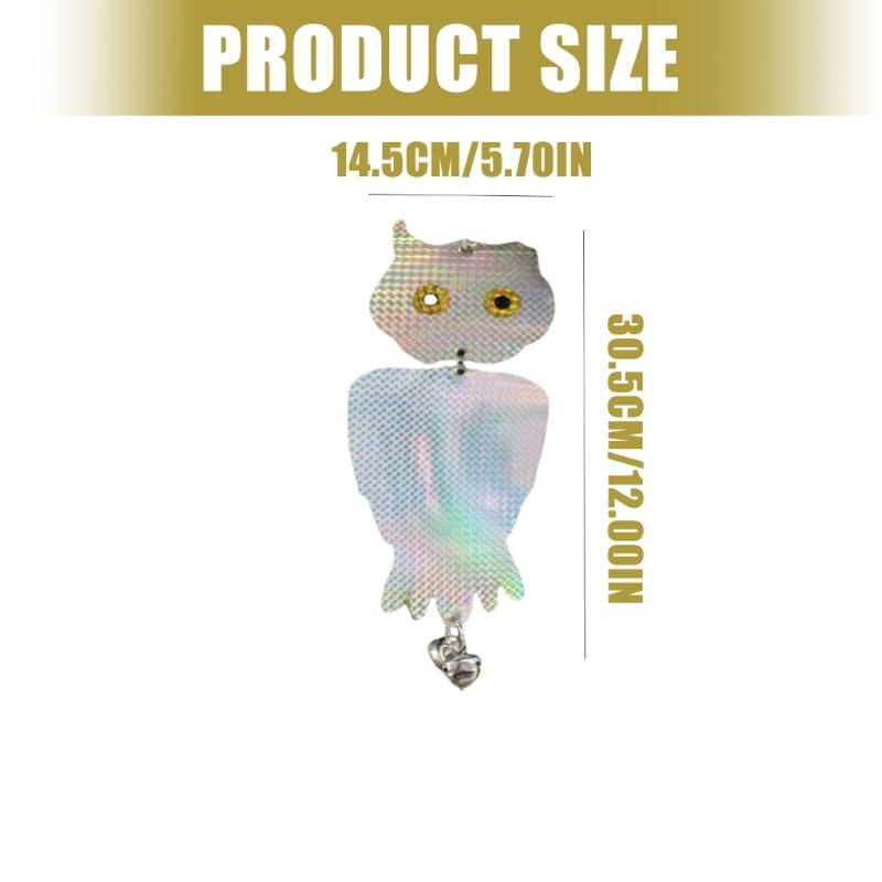 Reflective Owl Shaped Bird Deterrence With Reflective Pendent Easy Install Outdoor Decoration Weatherproof