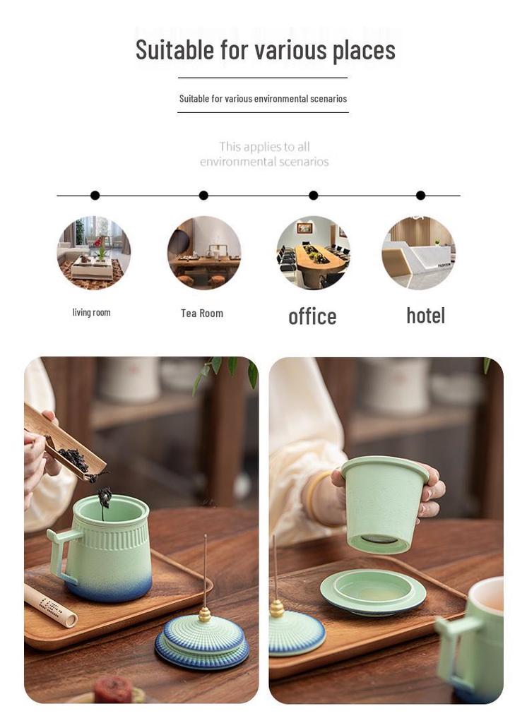 Palace Museum Ceramic Tea Mug with Lid: Elegant Business Souvenir Gift Box