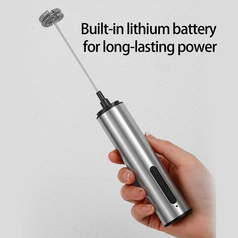 Wireless Rechargeable Electric Milk Frother 3 Speed Handheld Foam Maker Mixer for Latte Cappuccino Hot Chocolate