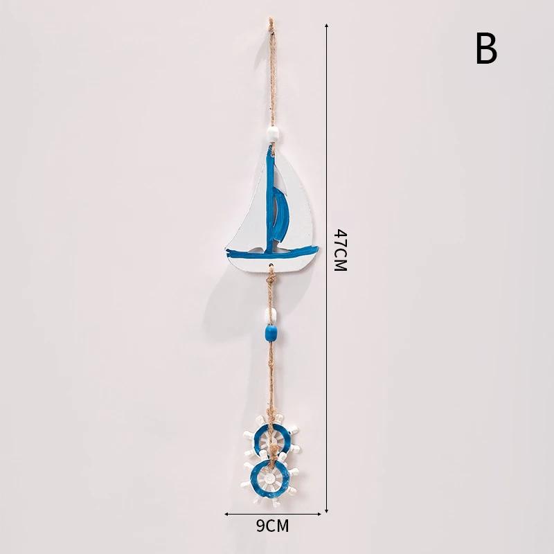 Mediterranean Style Decorative Pendant Home Background Wall Mounted Lighthouse Sailboat Wooden Crafts