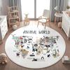 Kid Play Mat Creative Cartoon Animal World Map Round Rug Living Room Kid's Play Rug  Kid Room Bedside Rug Nursery Room Floor Mat