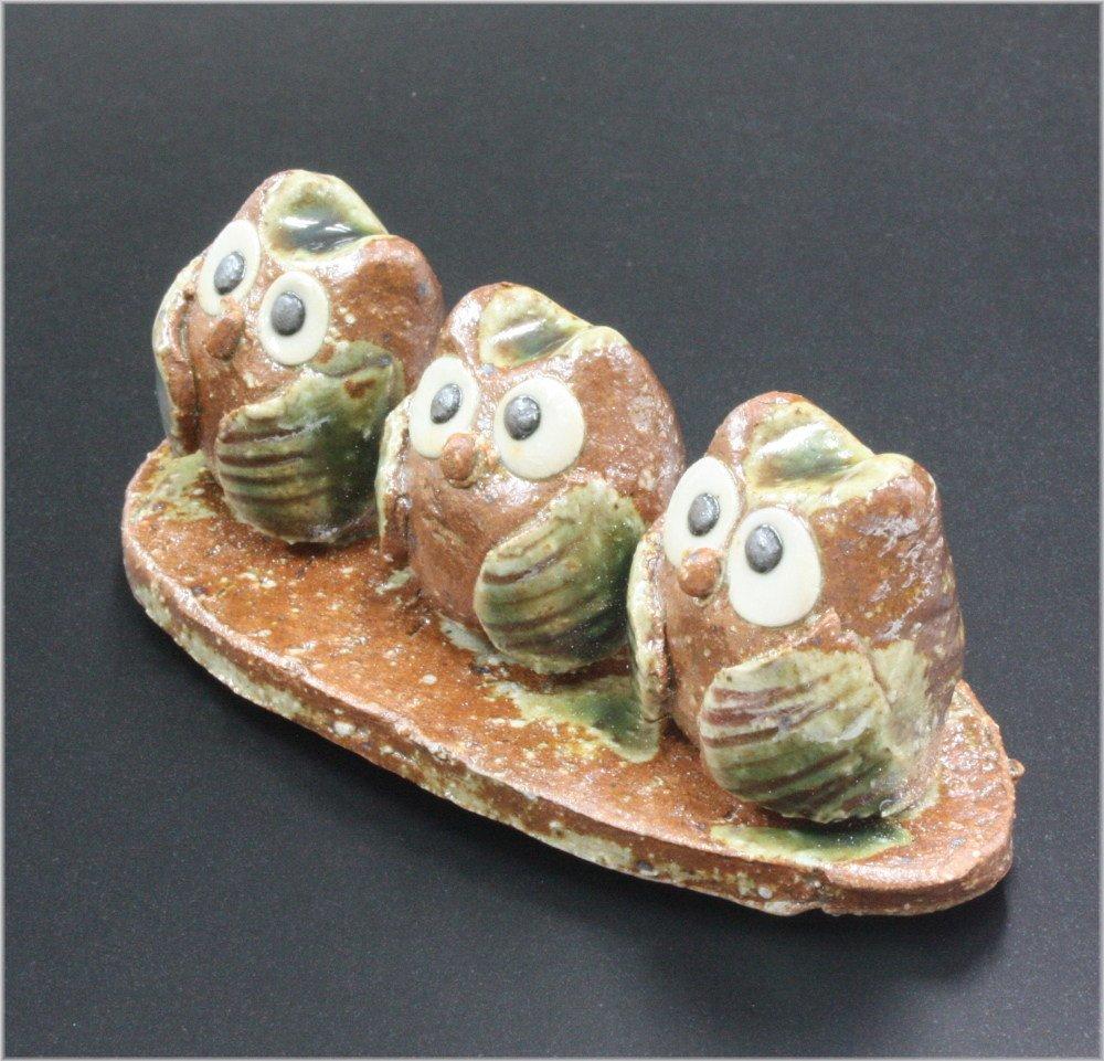 Kobaido Brush Rest, Owl, Mino Ware