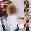 Real Winter New Raccoon Fur Hats Pom Pon Women Lady Knit Beanie Bobble Cap