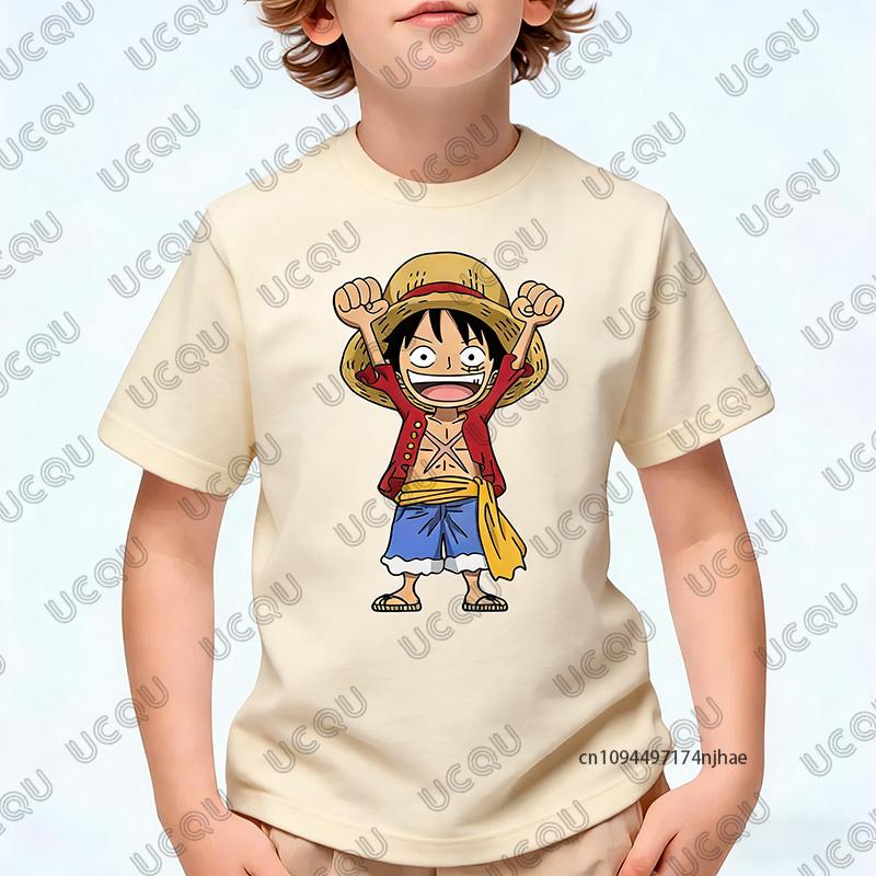 One Piece Japanese Anime Luffy Cartoon Graphic Print Tshirt For Children Summer Cotton Cosplay Tees Casual KidsAdult Tops