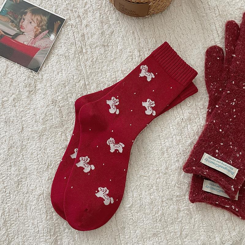 

Рік Коня Червоні Шкарпетки Шкарпетки до середини гомілки Сезон Потовщені Теплі Вишитий Поні 26 Новорічні Панчохи