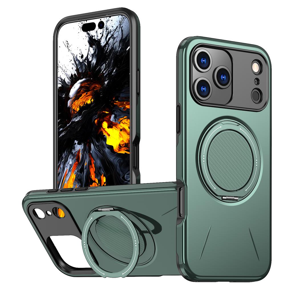 Matte Soft Silicone 360° Ring Rotate Bracket Magnetic For Magsafe Case For iPhone 17 Air 16 15 14 Plus 13 12 Pro Max 11 XR Cover